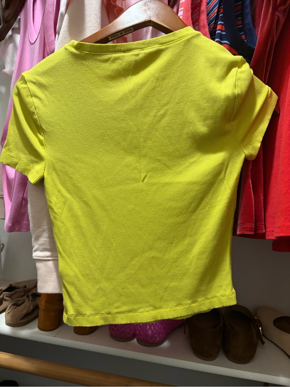 Express Lime Ribbed Crop Fitted Tee Small - Picture 4 of 4